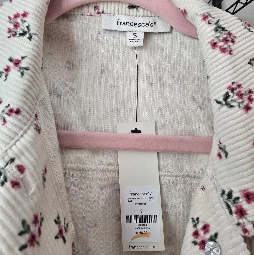 NWT Francescas Pink and Cream Floral Jean Jacket Oversized - Picture 4 of 4